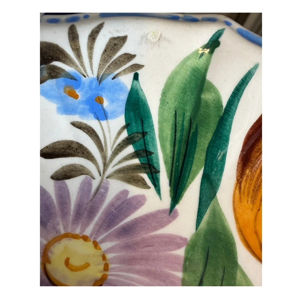 6 Vintage Italian Pottery Dessert Plates 6in Floral Hand Painted Cottagecore